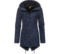 Kapuzenstrickjacke RAGWEAR "Wingi Melange", Damen, Gr. XXXL(46), blau (navy), Strick, Obermaterial: 56% Baumwolle, 44% Polyester, Innenfutter: 100% Polyester, figurumspielend ca. Mitte Oberschenkel, h