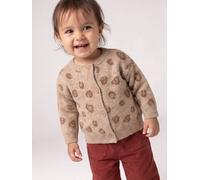 Strickjacke mit Knopfleiste Baby, Jacquardmuster beige leo Gr. 71 von Vertbaudet
