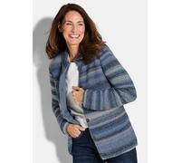 Strickjacke mit Multicolor Ringeloptik blau 46