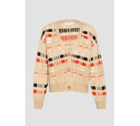 Strickjacke mit Rippbündchen und Knopfleiste 34 beige|orange 2159908.25X6.34