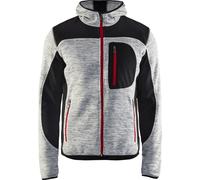 Strickjacke mit Softshell - M / Grau Melange / Schwarz