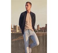 Strickjacke STREET ONE MEN, Herren, Gr. L (42), schwarz (schwarz basic blau), Web, 100% Baumwolle, unifarben, normal normal, hoch geschlossener Ausschnitt, Rippbündchen, Strickjacken Strickjacke, aus
