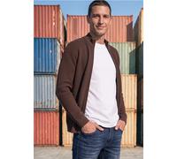 Cardigan STREET ONE MEN, Herren, Gr. XXL (46), maroon braun, Web, 100% Baumwolle, unifarben, normal normal, hoch geschlossener Ausschnitt, Rippbündchen, Strickjacken, mit Stehkragen (16225446-XXL) mar