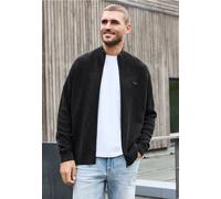 Strickjacke mit Stehkragen und Strukturmix