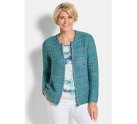 Strickjacke GOLDNER "Strukturjacke mit Rollband", Herren, Gr. 50, blau (türkis, gemustert), Obermaterial: 100% Polyacryl PAN., gerade, Strickjacken Strickjacke, dekoratives Rollbändchen am RV (7614585