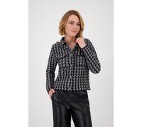 Strickjacke MONARI "Jacke Strickjacke Hahnent.", Damen, Gr. 42, grau (ash grau melange gemustert), Strick, Obermaterial: 37% Baumwolle, 34% Polyester, 24% Polyamid, 5% sonstige Fasern, Hahnentrittmust