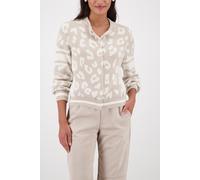 Monari - Flauschige Strickjacke mit Leomuster off-white - Gr. - 42