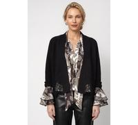 Strickjacke MONARI "Jacke Strickjacke Spitze", Damen, Gr. 36, schwarz, Strick, Obermaterial: 41% Polyester, 36% Polyacryl, 10% Wolle, 10% Viskose, 3% Elasthan, unifarben, regular fit taillenbedeckt, R