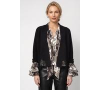 Strickjacke MONARI "Jacke Strickjacke Spitze", Damen, Gr. 38, schwarz, Strick, Obermaterial: 41% Polyester, 36% Polyacryl, 10% Wolle, 10% Viskose, 3% Elasthan, unifarben, regular fit taillenbedeckt, R