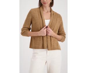 Strickjacke MONARI "Jacke Stricküberwurf Basic", Damen, Gr. 40, braun (biscotti), Strick, Obermaterial: 57% Polyacryl, 43% Polyamid, unifarben, regular fit normal, ohne Ausschnitt, eingesetzt Bündchen