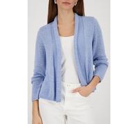 Strickjacke MONARI "Jacke Stricküberwurf Basic", Damen, Gr. 44, blau (light sky), Strick, Obermaterial: 57% Polyacryl, 43% Polyamid, unifarben, regular fit normal, ohne Ausschnitt, eingesetzt Bündchen