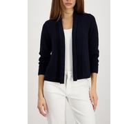 Strickjacke MONARI "Jacke Stricküberwurf Basic", Damen, Gr. 46, marine, Strick, Obermaterial: 57% Polyacryl, 43% Polyamid, unifarben, regular fit normal, ohne Ausschnitt, eingesetzt Bündchen, Strickja