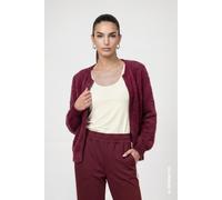 Strickjacke MONARI "Plüsch", Damen, Gr. 36, dkbordeaux, Plüsch, Obermaterial: 84% Polyamid, 16% Baumwolle, unifarben, regular fit normal, Rundhals, Strickjacken Strickjacke, im flauschigen Materialmix