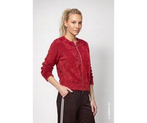 Strickjacke MONARI "Plüsch", Damen, Gr. 40, dunkelrot, Plüsch, Obermaterial: 84% Polyamid, 16% Baumwolle, unifarben, regular fit normal, Rundhals, Strickjacken Strickjacke, im flauschigen Materialmix,