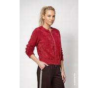 Strickjacke MONARI "Plüsch", Damen, Gr. 42, dunkelrot, Plüsch, Obermaterial: 84% Polyamid, 16% Baumwolle, unifarben, regular fit normal, Rundhals, Strickjacken Strickjacke, im flauschigen Materialmix,