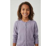 Strickjacke NAME IT "NKFVALANE LS KNIT CARD NOOS", Mädchen, Gr. 116, lavender gray, Strick, Obermaterial: 100% Baumwolle, unifarben, Basic normal, Rundhals, Strickbündchen, Strickjacken Strickjacke (7