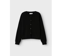 Strickjacke NAME IT "NKFVALANE LS KNIT CARD NOOS", Mädchen, Gr. 158/164, schwarz (schwarz (blank)), Strick, Obermaterial: 100% Baumwolle, unifarben, Basic normal, Rundhals, Strickbündchen, Strickjacke