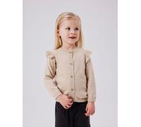 Strickjacke NAME IT "NMFABINNE LS KNIT CARD NOOS", Mädchen, Gr. 98, beige (peyote), Strick, Obermaterial: 74% Baumwolle, 18% Polyester, 8% metallisierte Fasern, unifarben, normal normal, Rundhals, Str