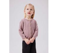 Strickjacke NAME IT "NMFBANNI für Mädchen mit Ajour-Strick und Rippbündchen", Mädchen, Gr. 104, rosa (deauville mauve), Feinstrick, Obermaterial: 100% Baumwolle, unifarben, normal normal, Rundhals, Ri