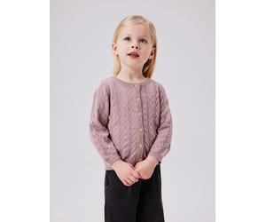 Strickjacke NAME IT "NMFBANNI für Mädchen mit Ajour-Strick und Rippbündchen", Mädchen, Gr. 110, rosa (deauville mauve), Feinstrick, Obermaterial: 100% Baumwolle, unifarben, normal normal, Rundhals, Ri