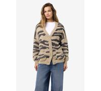 Strickjacke NOISY MAY "NMFLYNN L/S V-NECK KNIT CARDIGAN NOOS", Damen, Gr. M, aluminum pattern:obsidian zebra, Strick, Obermaterial: 80% Nylon, 20% Polyacryl, gemustert, hüftbedeckend, V-Ausschnitt, St