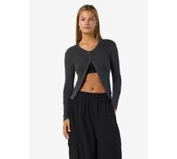 Strickjacke NOISY MAY "NMMAYA L/S O NECK WASHED CARDIGAN NOOS", Damen, Gr. M, schwarz detail:washed, Strick, Obermaterial: 95% Baumwolle, 5% Elasthan, unifarben, washed, normal, Rundhals, Strickjacken