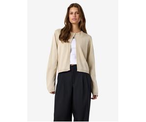 Strickjacke NOISY MAY "NMMAYSA L/S O-NECK KNIT CARDIGAN NOOS", Damen, Gr. L, beige (silber lining), Strick, Obermaterial: 50% Baumwolle, 50% Polyacryl, unifarben, regular fit normal, Rundhals, Strickj