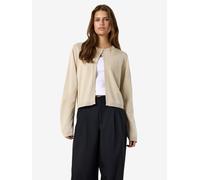 Strickjacke NOISY MAY "NMMAYSA L/S O-NECK KNIT CARDIGAN NOOS", Damen, Gr. S, beige (silber lining), Strick, Obermaterial: 50% Baumwolle, 50% Polyacryl, unifarben, regular fit normal, Rundhals, Strickj