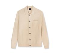 OLYMP Strickjacke Casual Strick Herren L Hellbeige – 50% Wolle, Rundhals, Regular Fit
