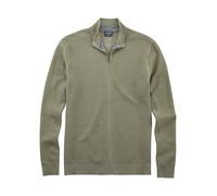 Strickjacke OLYMP "Strick Casual", Herren, Gr. 4XL, grün (oliv), Strick, Obermaterial: 100% Baumwolle, Rippbündchen, Strickjacken Strickjacke, mit feiner Struktur (38795552-4XL)
