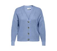 Strickjacke ONLY CARMAKOMA "CARCAROL NICE L/S CARDIGAN KNT NOOS", Damen, Gr. L, blau heron, Strick, Obermaterial: 100% Polyacryl, unifarben, regular fit hüftlang, V-Ausschnitt, Rippbündchen, Strickjac