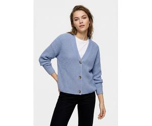 Strickjacke ONLY CARMAKOMA "CARCAROL NICE L/S CARDIGAN KNT NOOS", Damen, Gr. M, blau (blau heron), Strick, Obermaterial: 100% Polyacryl, unifarben, regular fit hüftlang, V-Ausschnitt, Rippbündchen, St