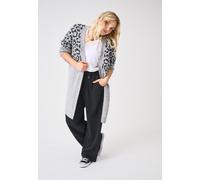 Strickjacke ONLY CARMAKOMA "CARJADE ANIMAL L/S CARDIGAN KNT NOOS", Damen, Gr. S, light grau melange pattern:dunkelgrau mel, Strick, Obermaterial: 81% Polyacryl, 19% Polyester, gemustert, modisch, ca.