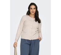 Strickjacke ONLY CARMAKOMA "CARLOYAL LIFE LS O-NECKBU CARDI KNT NOOS", Damen, Gr. L, rosa (moonbeam detail:melange), Strick, Obermaterial: 80% Polyester, 20% Nylon, meliert, regular fit normal, Rundha