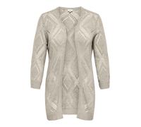 Strickjacke ONLY CARMAKOMA "CARPAMELA 4/5 OPEN CARDIGAN KNT", Herren, Gr. S, birch, Strick, Obermaterial: 55% Polyacryl, 45% Nylon, unifarben, V-Ausschnitt, Strickjacken Strickjacke (64498520-S) birch
