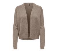 Strickjacke ONLY CARMAKOMA "CARPRINCESS LS SHORT CARDI NOOS", Damen, Gr. S, beige (mocha meringue detail:melange), Strick, Obermaterial: 50% Viskose, 27% Nylon, 23% Polyester, meliert, normal kurz, ti