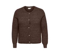Strickjacke ONLY CARMAKOMA "CARROSE L/S CARDIGAN KNT NOOS", Damen, Gr. M, braun (bracken detail:melange), Rippstrick, Obermaterial: 52% Polyester, 40% Polyacryl, 5% Wolle, 3% Elasthan, meliert, normal
