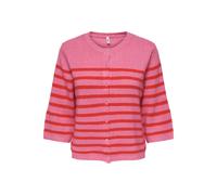 Strickjacke ONLY CARMAKOMA "CARVIOLA SS O-NECK CARDIGAN KNT", Herren, Gr. M, wild orchid stripes:high risk rot, mel, dtm fmop, Strick, Obermaterial: 68% Polyacryl, 28% Polyester, 4% Elasthan, gestreif