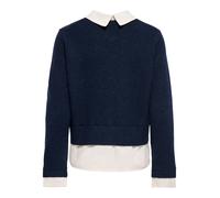 Strickjacke ONLY "ONLALIVIA LS WOVEN MIX CARDIGAN CS KNT", Damen, Gr. S, blau (navy blazer detail:mel, cd woven, gold button), Strick, Obermaterial: 84% Polyester, 7% Polyacryl, 5% Wolle, 4% Elasthan,