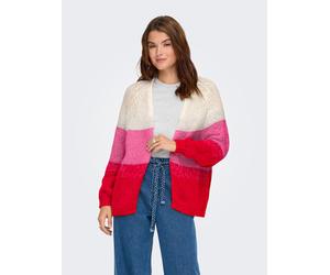 Strickjacke ONLY "ONLALYSSA LIFE LS OPEN CARDIGAN CC KNT", Damen, Gr. XS, birch stripes:knockout pink, salsa, Strick, Obermaterial: 100% Polyester, gestreift, regular fit, V-Ausschnitt, Strickjacken S