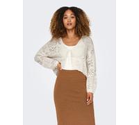 Strickjacke ONLY "ONLBEACH LIFE 7/8 O-N CARDIGAN KNT NOOS", Damen, Gr. L, cloud dancer, Strick, Obermaterial: 50% Baumwolle, 50% Polyester, unifarben, loose fit kurz, V-Ausschnitt, Strickjacken Strick