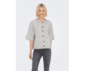 Strickjacke ONLY "ONLCAMILLA S/S CARDIGAN KNT NOOS", Damen, Gr. L, grau (light grau melange), Strick, Obermaterial: 74% Polyacryl, 24% Polyester, 2% Elasthan, unifarben, regular fit normal, Rundhals,