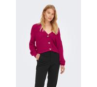 Strickjacke ONLY "ONLCAROL NICE L/S CARDIGAN KNT NOOS", Damen, Gr. L, pink (cerise), Strick, Obermaterial: 100% Polyacryl, unifarben, regular fit hüftlang, V-Ausschnitt, Rippbündchen, Strickjacken Str