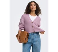 Strickjacke ONLY "ONLCAROL NICE L/S CARDIGAN KNT NOOS", Damen, Gr. S, rosa (keepsake lila), Strick, Obermaterial: 100% Polyacryl, unifarben, regular fit hüftlang, V-Ausschnitt, Rippbündchen, Strickjac