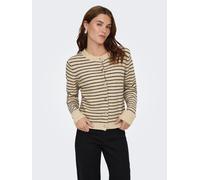 Strickjacke ONLY "ONLCHESTER LIFE LS STRIPE CARDI CC KNT", Damen, Gr. S, humus stripes:niht sky, mel, silber button, Strick, Obermaterial: 52% Polyester, 36% Polyacryl, 10% Wolle, 2% Elasthan, gestrei