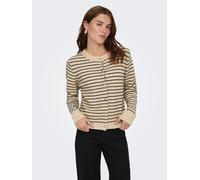 Strickjacke ONLY "ONLCHESTER LIFE LS STRIPE CARDI CC KNT", Damen, Gr. XS, beige (humus stripes:niht sky, mel, silber button), Strick, Obermaterial: 52% Polyester, 36% Polyacryl, 10% Wolle, 2% Elasthan