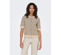 Strickjacke ONLY "ONLCHESTER LIFE SS STRIPE CARDI CC KNT", Damen, Gr. M, humus stripes:night sky, mel, silber button, Strick, Obermaterial: 52% Polyester, 36% Polyacryl, 10% Wolle, 2% Elasthan, gestre