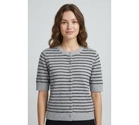 Strickjacke ONLY "ONLCHESTER LIFE SS STRIPE CARDI CC KNT", Damen, Gr. M, grau (light grau melange stripes:schwarz, silber button), Strick, Obermaterial: 52% Polyester, 36% Polyacryl, 10% Wolle, 2% Ela