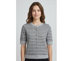 Strickjacke ONLY "ONLCHESTER LIFE SS STRIPE CARDI CC KNT", Damen, Gr. XL, light grau melange stripes:schwarz, silber button, Strick, Obermaterial: 52% Polyester, 36% Polyacryl, 10% Wolle, 2% Elasthan,