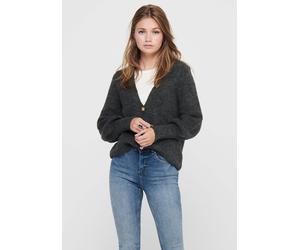 Strickjacke ONLY "ONLCLARE L/S CARDIGAN KNT NOOS", Damen, Gr. M, dunkelgrau melange, Strick, Obermaterial: 81% Polyacryl, 19% Polyester, meliert, unifarben, Basic taillenlang, tiefer V-Ausschnitt, Bün